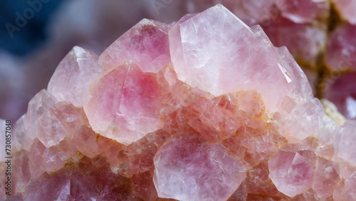 closeup macro view of a rose quartz gemstone mineral on background a picture for banner