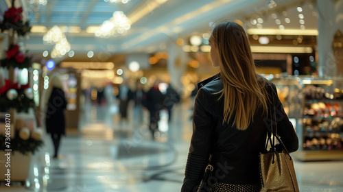 A woman standing in a shopping mall