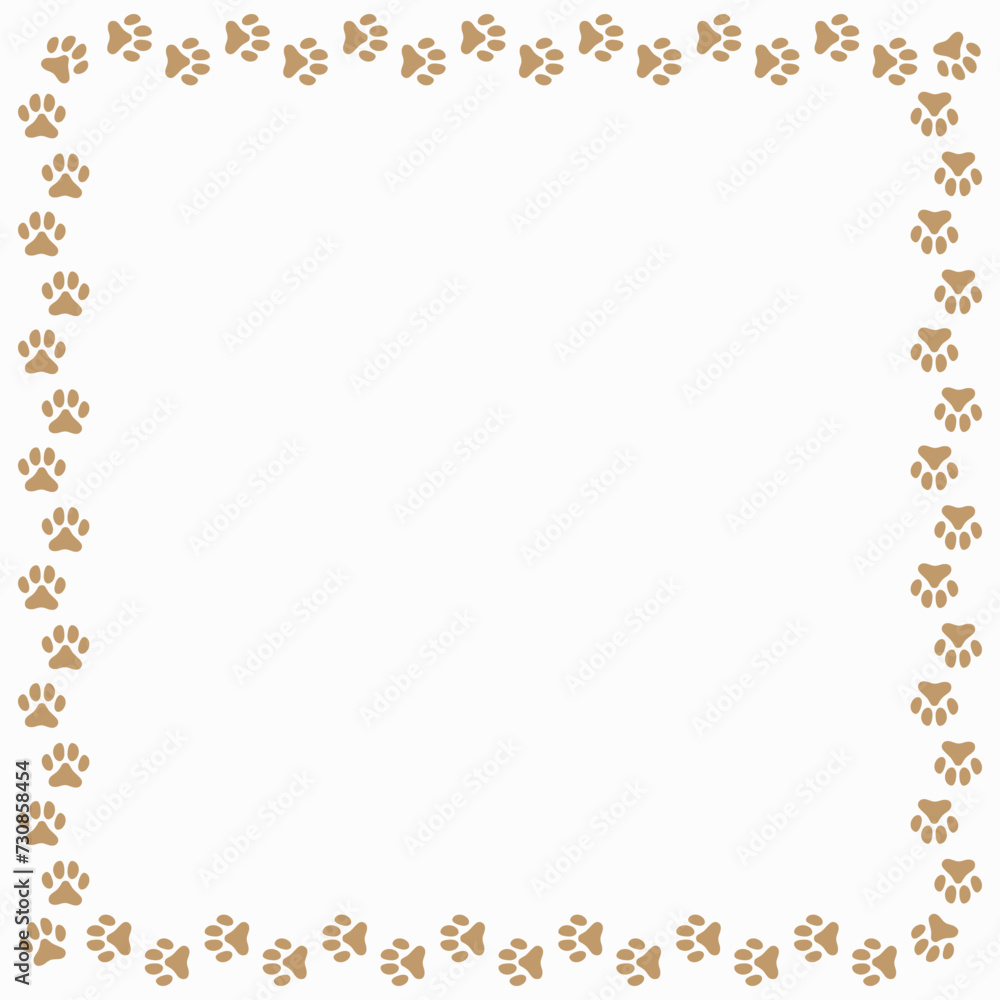 Paw prints trail animal frame vector design template Paw prints trail animal frame vector design template