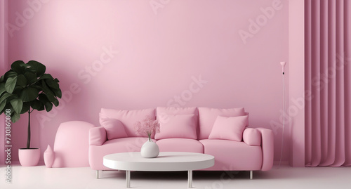 purple sofa in a room with a wall