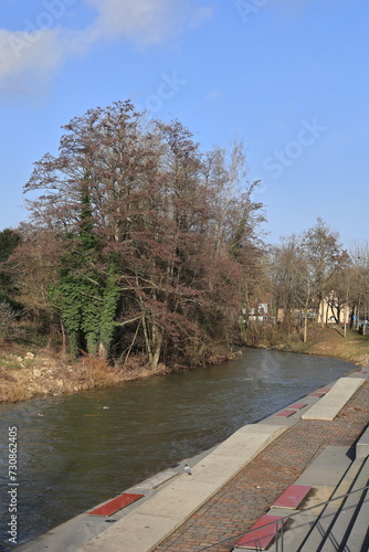 Blick auf den Fluss Lieser im Zentrum der Stadt Willich in Rheinland-Pfalz	 photo