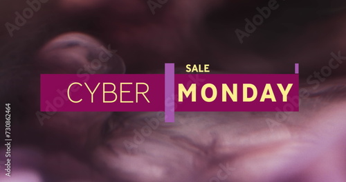 Image of cyber monday sale text and shapes on black background