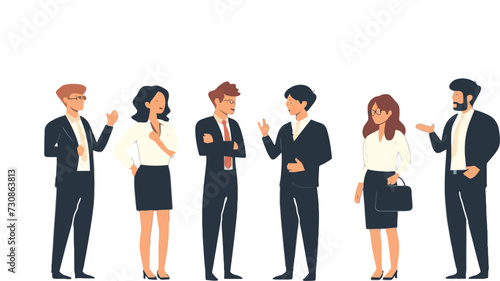 Office work scenes. Colleagues, company workers at corporate meetings, workplaces, lunch break. Employee teams, daily life. Flat graphic vector illustrations isolated on white background