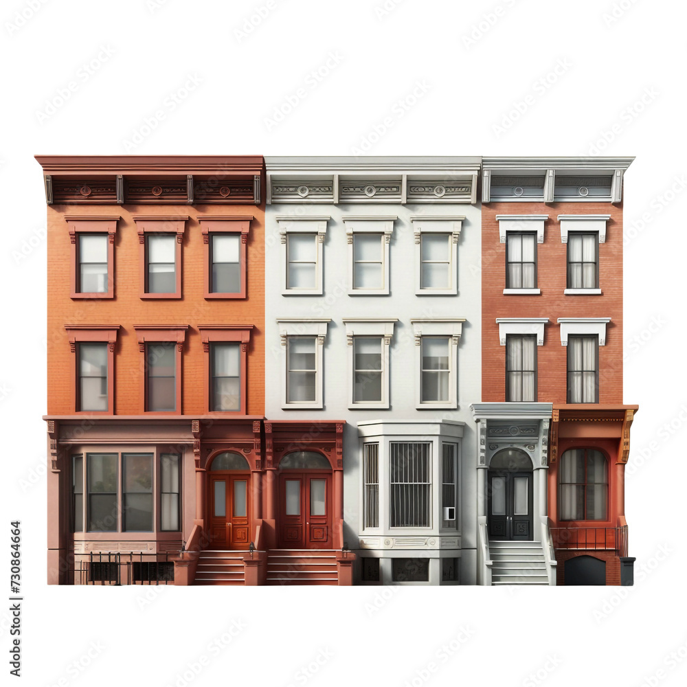Row house isolated on transparent background Row house isolated on transparent background