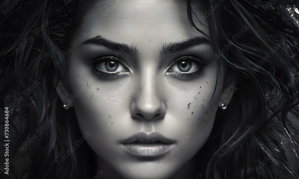 A close up black and white of a beautiful woman face A close up black and white of a beautiful woman face