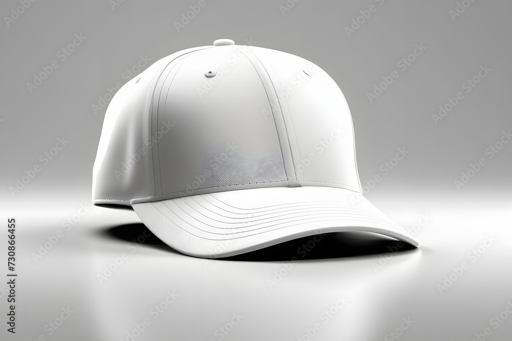 Blank White Baseball Cap Isolated on White Background, Plain Hat with Adjustable Strap Blank White Baseball Cap Isolated on White Background, Plain Hat with Adjustable Strap