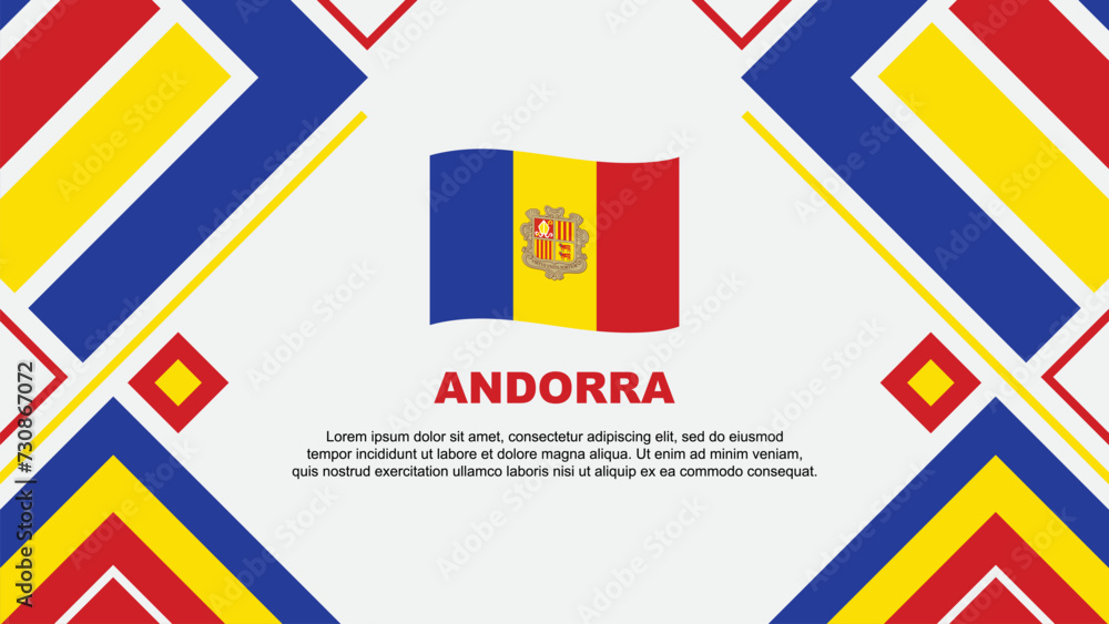 Andorra Flag Abstract Background Design Template. Andorra Independence Day Banner Wallpaper Vector Illustration. Andorra Flag Andorra Flag Abstract Background Design Template. Andorra Independence Day Banner Wallpaper Vector Illustration. Andorra Flag