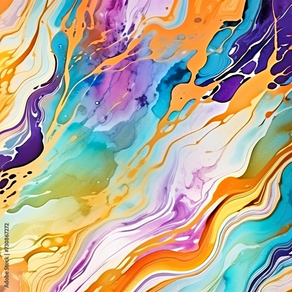 Closeup of abstract watercolor paint background texture with liquid fluid marbled paper texture banner texture. Generative AI (생성형 AI) Closeup of abstract watercolor paint background texture with liquid fluid marbled paper texture banner texture. Generative AI (생성형 AI)