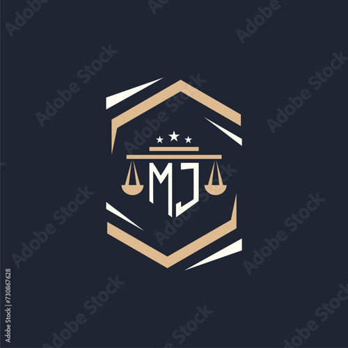 MJ Initials Law Firm Logo Design Lawyer Justice Attorney Law Logo Vector