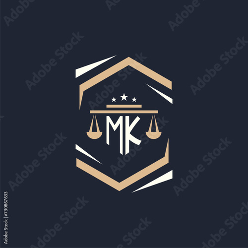 MK Initials Law Firm Logo Design Lawyer Justice Attorney Law Logo Vector