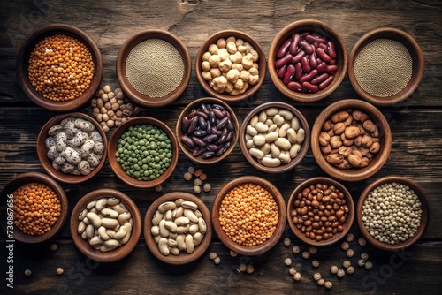 legumes on wooden table