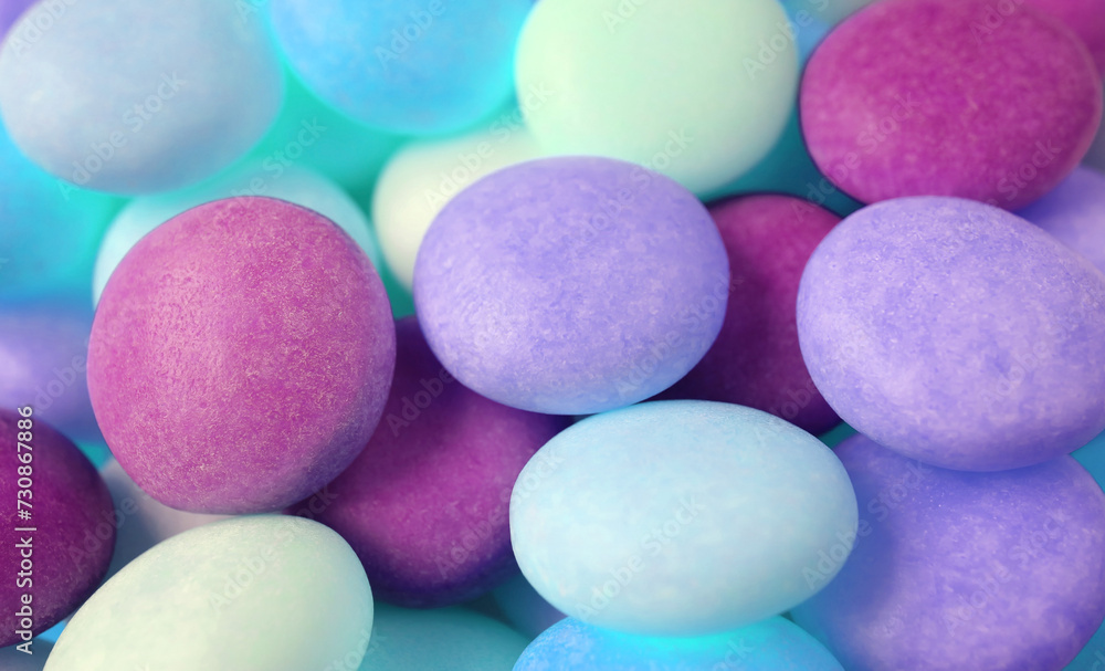 Heap of Blue and Magenta Color Tone Round Shaped Candies for Background or Banner Heap of Blue and Magenta Color Tone Round Shaped Candies for Background or Banner