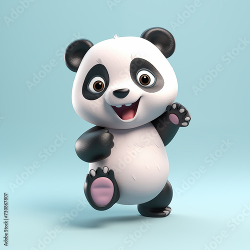 Panda animal cartoon character on pastel background  3d illustration Generative AI