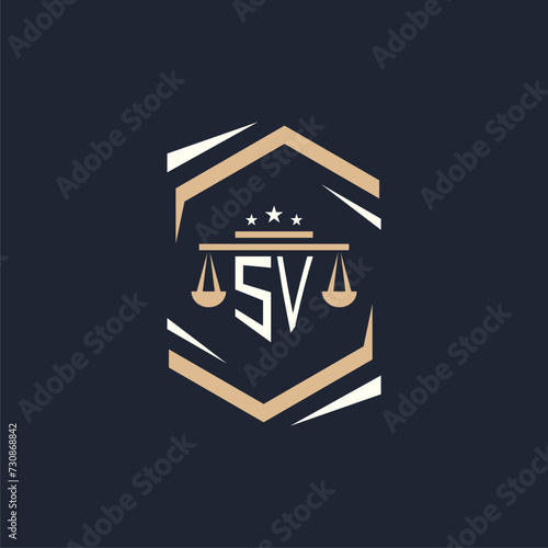 SV Initials Law Firm Logo Design Lawyer Justice Attorney Law Logo Vector