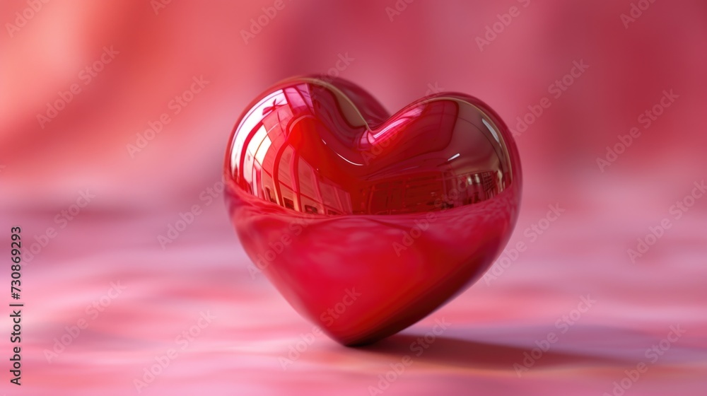 Red heart on a pink background with 3D effect Red heart on a pink background with 3D effect