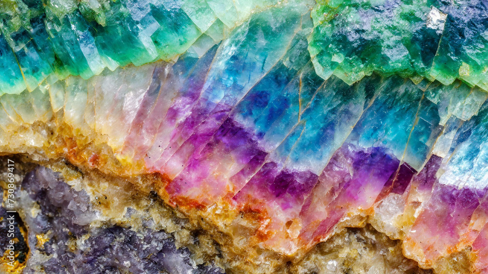 closeup macro view of a rainbow fluorite gemstone mineral background a picture for banner