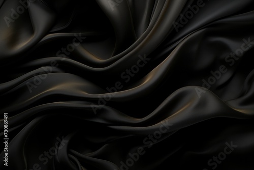 black silk background, abstract wavy black background