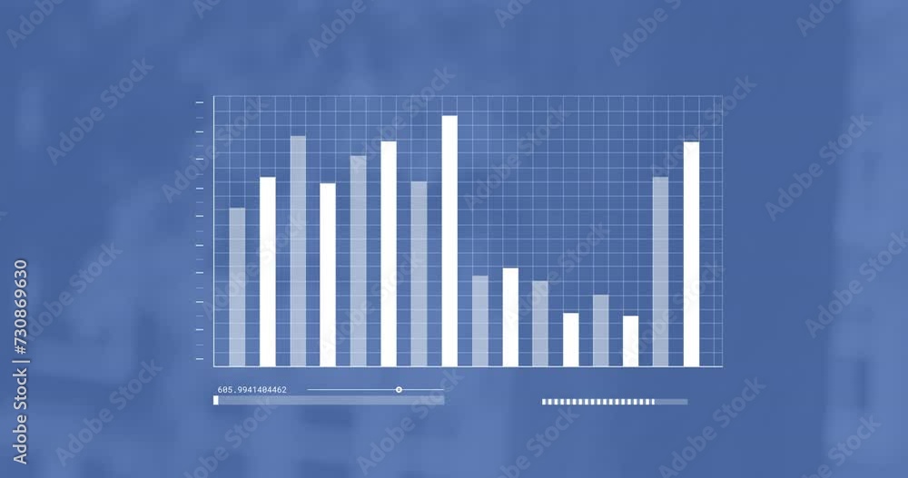 Animation of graph processing data on blue background Animation of graph processing data on blue background