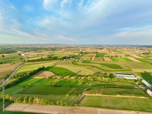 Stunning aerial view of the picturesque Pennsylvania landscape, showcasing vast farmland