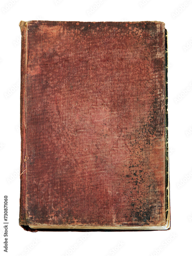 Antique book with worn texture and aged appearance, transparent png. Antique book with worn texture and aged appearance, transparent png.