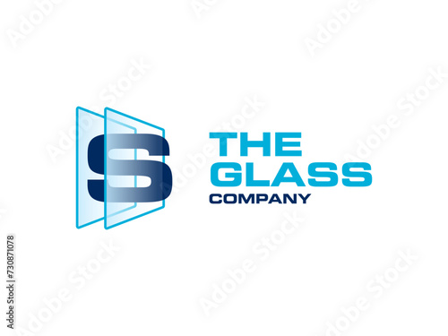 Creative Letter S glass for company logo, letter through crystal glass works symbol
