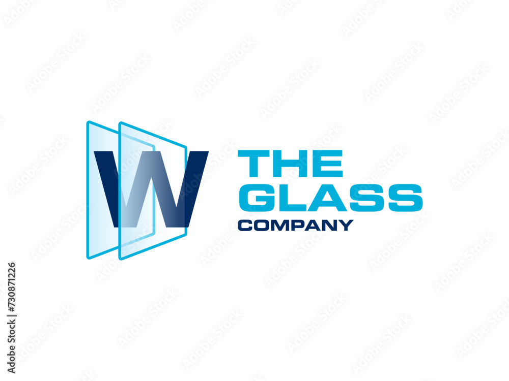 Fototapeta premium Creative Letter W glass for company logo, letter through crystal glass works symbol