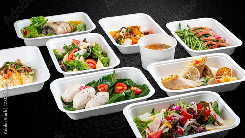 Картината върху платно Colorful and nutritious meal kits prepared in eco-friendly containers for a convenient and healthy on-the-go meal