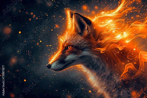 luminescent red fox illustration