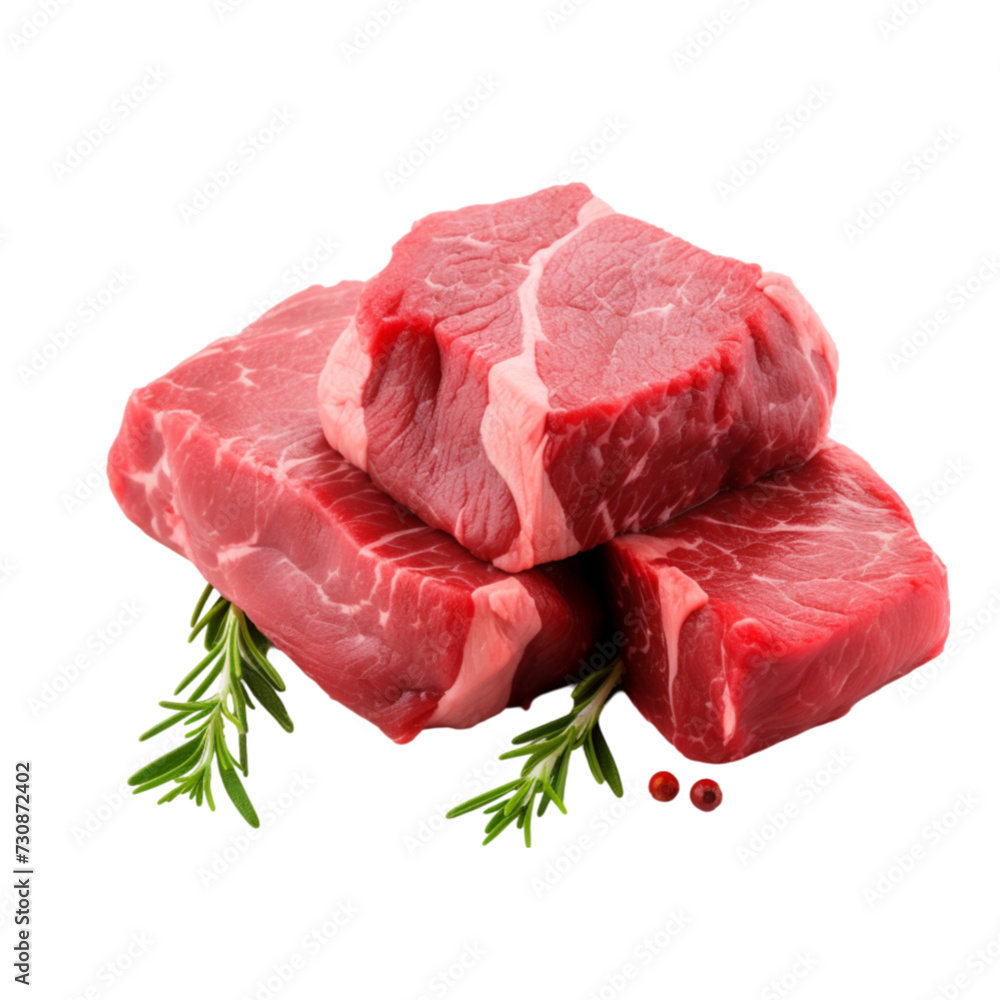 Raw beef meat isolated on white background. With clipping path. 