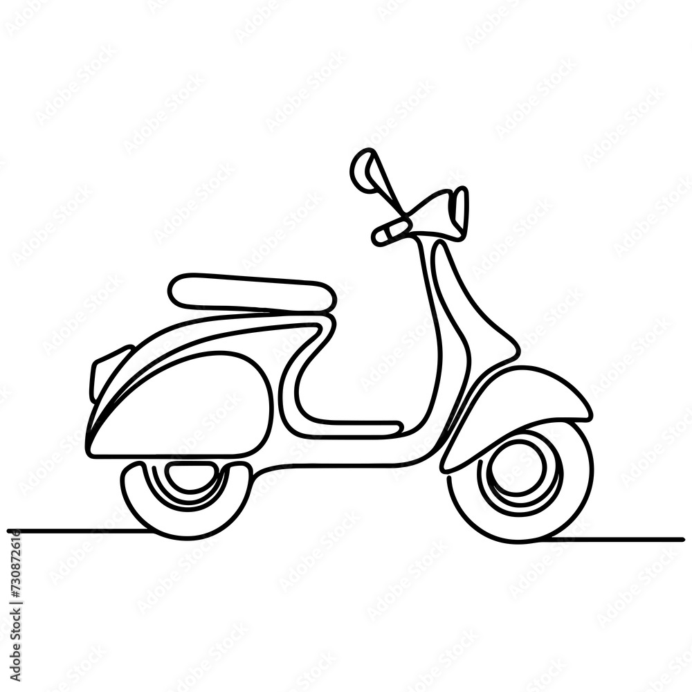 Scooter in a line drawing style