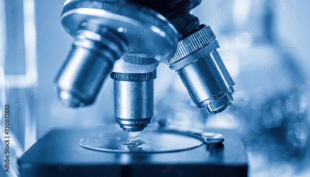 High-quality. microscope and laboratory glassware blurred laboratory background, concept of quality of medicine High-quality. microscope and laboratory glassware blurred laboratory background, concept of quality of medicine