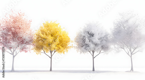 three different trees on a white background © Lin_Studio
