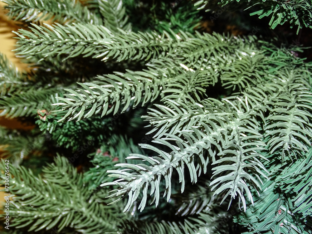 Branches of an artificial Christmas tree. Details