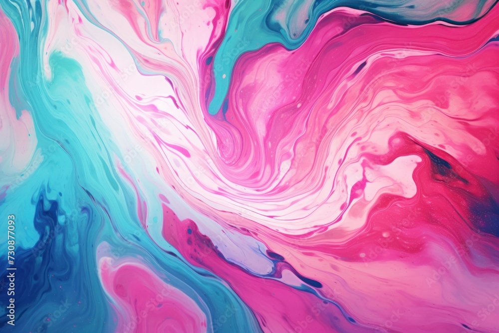 pink and teal acrylic color liquid ink swirl abstract background