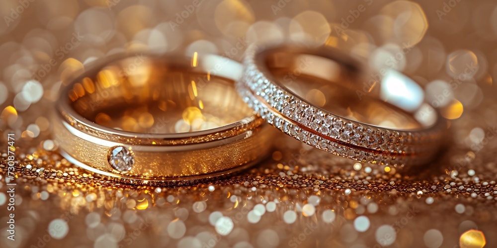 Golden Wedding Rings with Diamonds: A Sparkling Celebration of Love Generative AI Golden Wedding Rings with Diamonds: A Sparkling Celebration of Love Generative AI