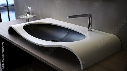Bathroom interior detail with elegant trendy ultra modern design sink
