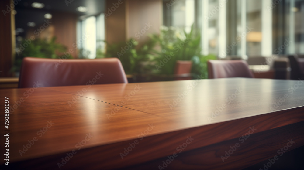 Empty wooden table with blur background of office and meeting room. Empty wooden table with blur background of office and meeting room.