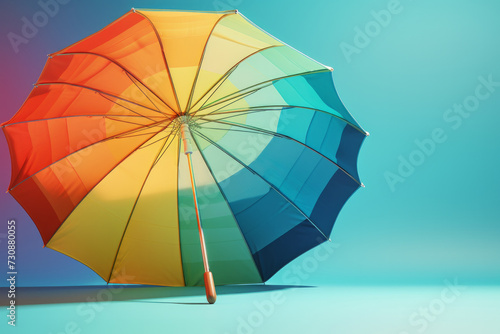Colorful umbrella on rainy day