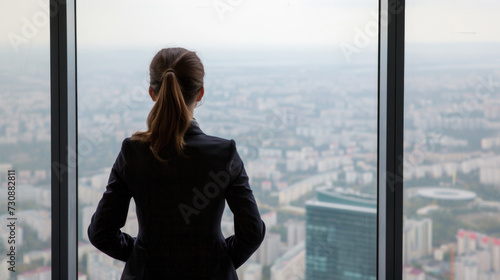 Woman Looking Out at City Through Window Free Download Woman Looking Out at City Through Window - GFXLoad
