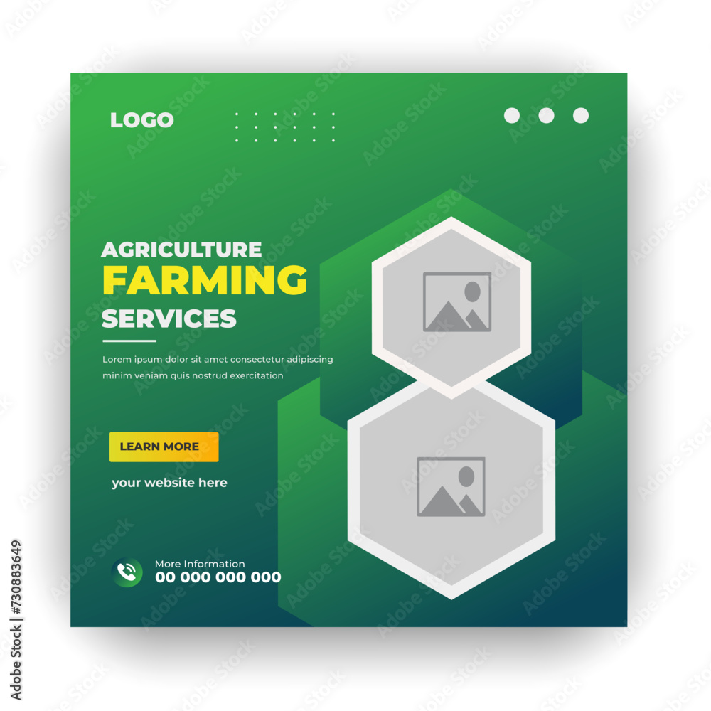 Agriculture farming service cover and social media post lawn gardening colorful bundle template Agriculture farming service cover and social media post lawn gardening colorful bundle template