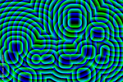 Ciekawe owalne kształty, fale nakładające się na siebie w neonowych barwach z efektem gradientu. Abstrakcyjne tło, tekstura