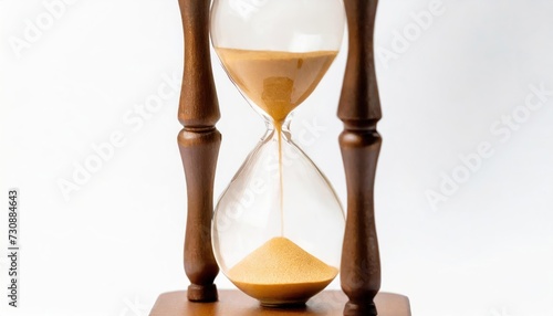 Warm mode of hourglass as time passing concept. Life time passing. isolated white background; close up