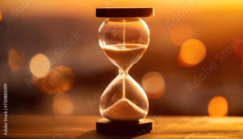 Warm mode of hourglass as time passing concept. Life time passing. isolated white background; close up
