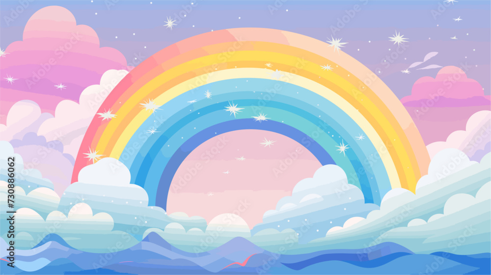 Rainbow-themed vector art with a vibrant touch incorporating abstract elements sparkles and a lively color scheme for a visually engaging and cheerful representation. simple minimalist illustration Rainbow-themed vector art with a vibrant touch incorporating abstract elements sparkles and a lively color scheme for a visually engaging and cheerful representation. simple minimalist illustration