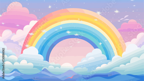 Rainbow-themed vector art with a vibrant touch  incorporating abstract elements  sparkles  and a lively color scheme for a visually engaging and cheerful representation. simple minimalist illustration