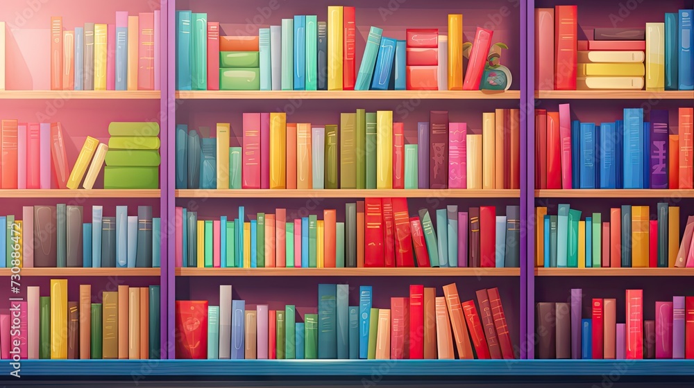 Colorful books on a bookshelf, isolated illustration. Back to school concept. Colorful books on a bookshelf, isolated illustration. Back to school concept.