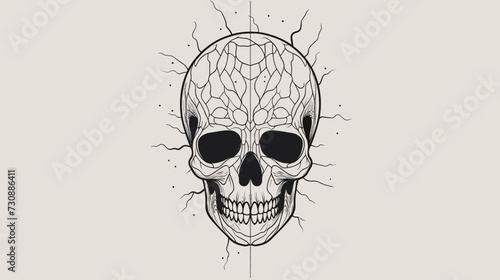 Abstract vector art of a skull formed by interconnected lines  symbolizing complexity and interconnectedness. simple minimalist illustration creative