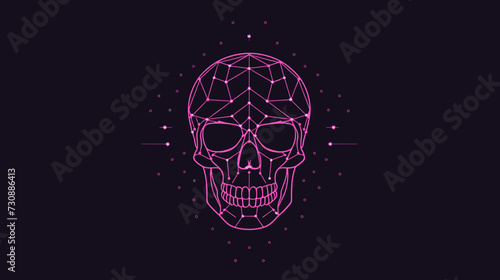 Abstract vector art of a skull formed by interconnected lines  symbolizing complexity and interconnectedness. simple minimalist illustration creative