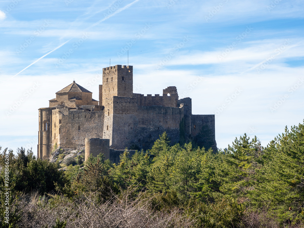 Loarre Castle Romanesque medieval Romanesque defensive fortification Huesca Aragon Spain one of the best preserved medieval castles in Spain