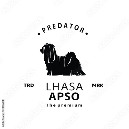 Quadro su tela vintage retro hipster lhasa apso logo vector outline silhouette art icon